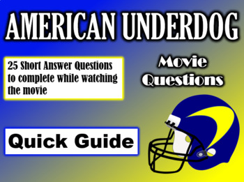 Preview of American Underdog (2021) - 25 Movie Questions with Answer Key (Quick Guide)