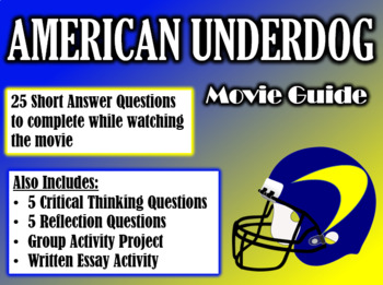 Preview of American Underdog Movie Guide (2021) - Movie Questions with Extra Activities