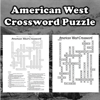American West Crossword by Mr Tillman s Social Studies TpT