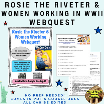 Preview of American Women Working during WWII & Rosie the Riveter Poster Webquest