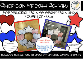 Preview of American Wreath Activity || Memorial Day,Veteran's Day, 4th of July || Writing
