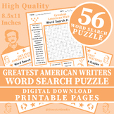 American Writers Word Search Puzzle Worksheet Activity | P