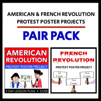 Preview of American and French Revolution Protest Poster Projects - PAIR PACK - CCSS
