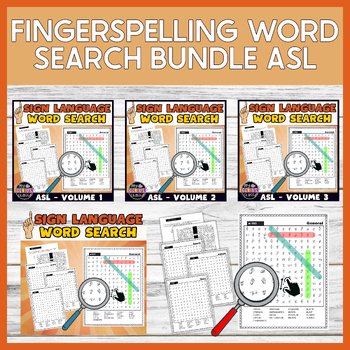 Preview of American sign language word search Bundle Fun ASL fingerspelling activity
