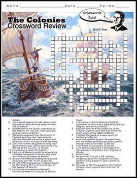 Americans Colonies Crossword Puzzle - 17 Terms+Key by Burt Brock's Big