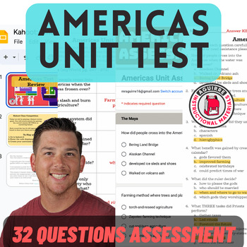 Preview of Americas Unit Assessment - 32 Questions - Study Guide - Review Game