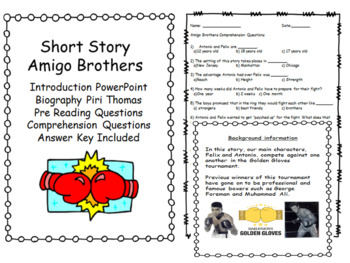 Preview of Amigo Brothers - Short Story - Author Biography - Comprehension Questions