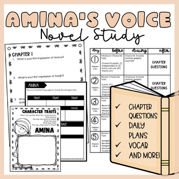 Preview of Amina's Voice by Hena Khan | Novel Study | Printable | Digital
