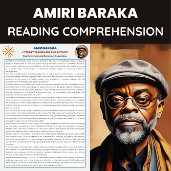 Preview of Amiri Baraka  Biography for Black History Month |  Black Art Movement Literature