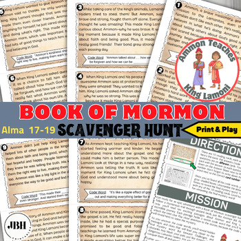 Preview of Ammon Teaches King Lamoni Printable Scavenger Hunt Activity, Family Game Night