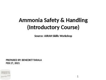 Preview of Ammonia Safety and Handling: An Introductory Course