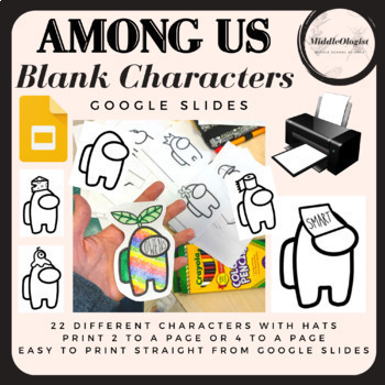 Preview of Among Us Character Pages Coloring Printable Google Slides Blank