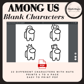Among Us Character Pages Coloring Printable Pdf Blank By Middleologist