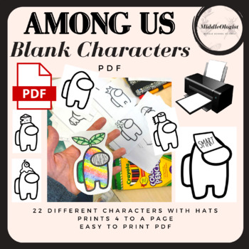 Preview of Among Us Character Pages Coloring Printable PDF Blank
