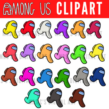 Preview of Among Us Clipart || Among Us Crew Members Running Clip Art ||