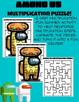 Preview of AMONG US Multiplication Puzzle-Easy download and print! Fun math!