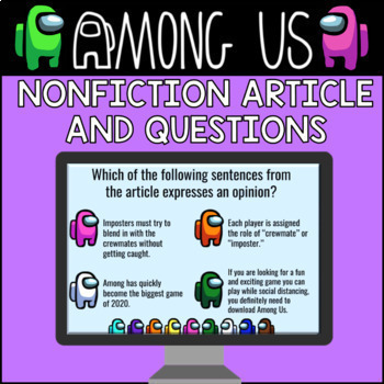 Preview of Among Us Themed Nonfiction Article & Questions