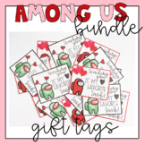 Among Us Valentine's Day Cards Gift Tags from Teacher BUNDLE
