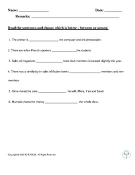 Among N Between Worksheet For Grade 1 And 2 By Iq Eagles Tpt