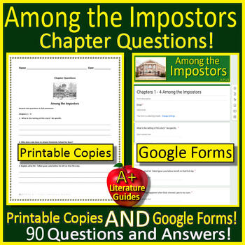 Preview of Among the Impostors Chapter Questions (90) Printable and Google Forms Imposters