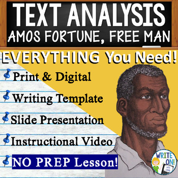 Preview of Amos Fortune Free Man - Text Based Evidence - Text Analysis Essay Writing Lesson