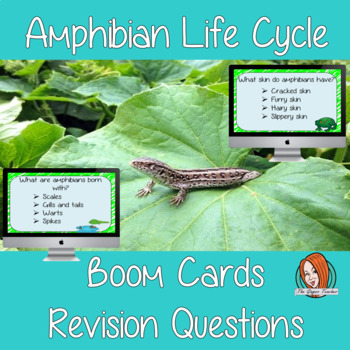 Amphibian Life Cycle Revision Questions Boom Cards by The Ginger Teacher