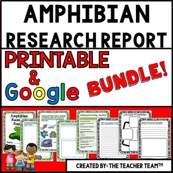 Preview of Amphibian Report Printable and Google Slides Bundle
