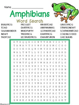 Amphibian Word Search by TeacherLCG | TPT