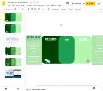 Amphibians vs. Reptiles Venn Diagram - drag-and-drop, sorting activity