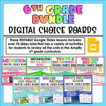 Preview of Amplify 6th Grade Digital Choice Board Bundle