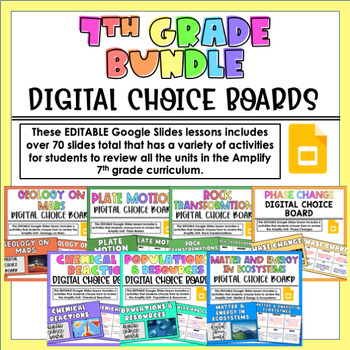 Preview of Amplify 7th Grade Digital Choice Boards Bundle