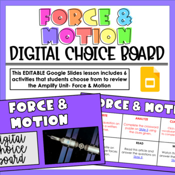 Preview of Amplify Force & Motion Digital Choice Board