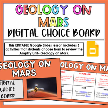 Preview of Amplify Geology on Mars Digital Choice Board