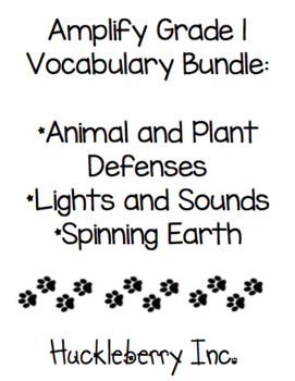 Preview of Amplify Grade 1 Science Vocabulary, Ch. Questions, Pic Card Bundle (ALL 3 UNITS)