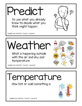 Amplify Kindergarten Unit 3: Sunlight and Weather: Vocab Cards and Ch