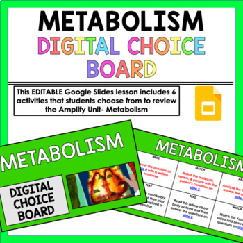 Preview of Amplify Metabolism Digital Choice Board