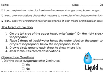Preview of Amplify - Phase Change station review lab sheet