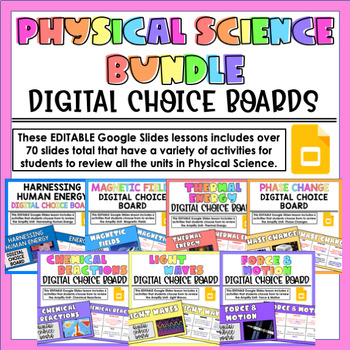 Preview of Amplify Physical Science Digital Choice Boards Bundle