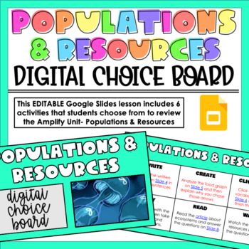 Preview of Amplify Populations & Resources Digital Choice Board