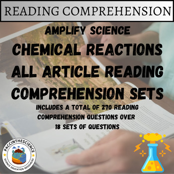 Preview of Amplify Science- Chemical Reactions All Articles Reading Comp. Sets Bundle