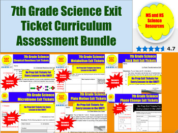 Preview of Amplify Science - 7th Grade Exit Tickets - Entire Curriculum
