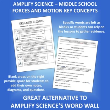Preview of Amplify Science Force and Motion Key Concepts Notes