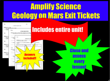Preview of Amplify Science - 8th Grade - Exit Tickets - Geology on Mars