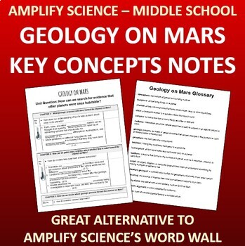 Preview of Amplify Science Geology on Mars Key Concepts Notes
