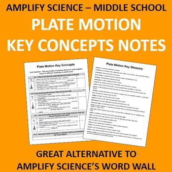 Preview of Amplify Science Plate Motion Key Concepts Notes