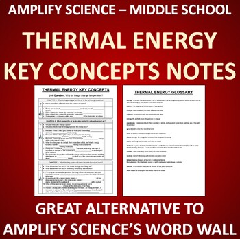 Preview of Amplify Science Thermal Energy Key Concepts Notes