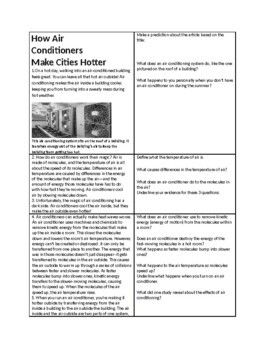 Preview of Amplify Thermal Energy Air Conditioner Article UDL "Chunking" Active Reading