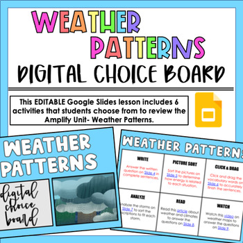 Preview of Amplify Weather Patterns Digital Choice Board