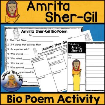 Preview of Amrita Sher-Gil Biography Poem Activity and Writing Paper