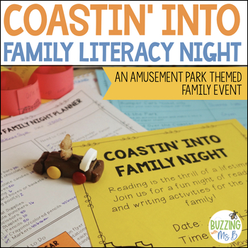 Preview of Amusement or Theme Park Family Literacy Night Activities + Stations, editable